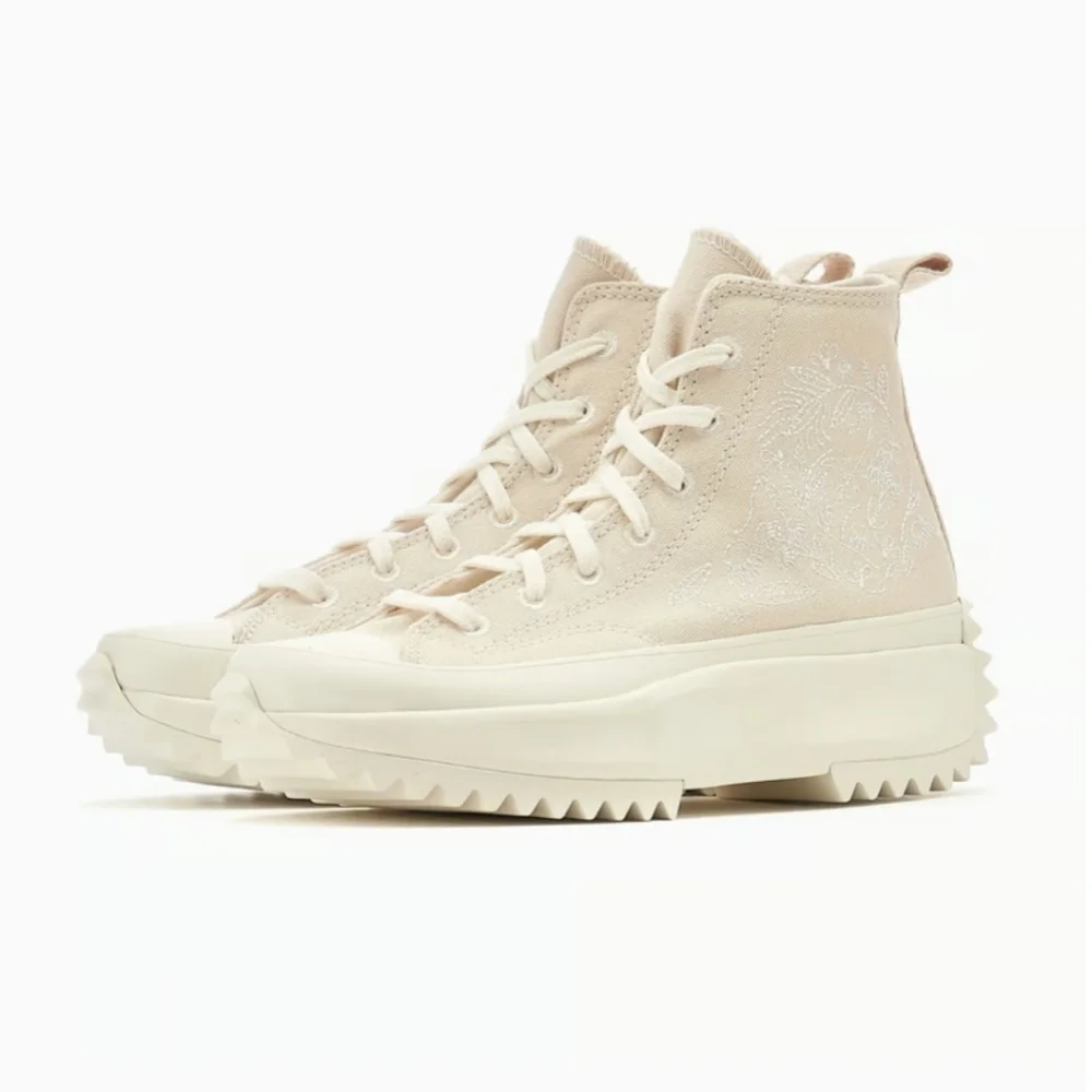 Converse Run Star Hike Platform Embroidered Floral - Natural Ivory/Egret/White
